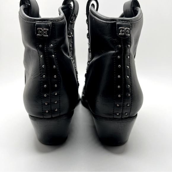 Sam Edelman Brian Black Leather Western  Star Studded Ankle Booties Size 9 - Picture 7 of 11